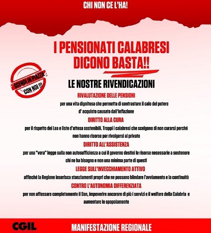 Spi Cgil Calabria - manifestazione catanzaro