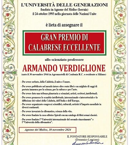 Armando Verdiglione - gran premio calabrese eccellente