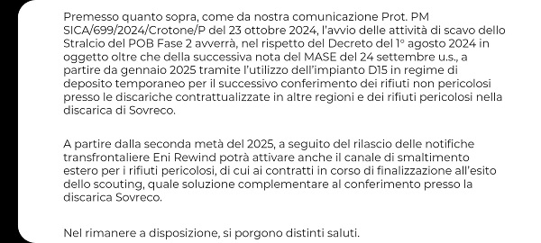 risposta comitato fuori veleni crotone