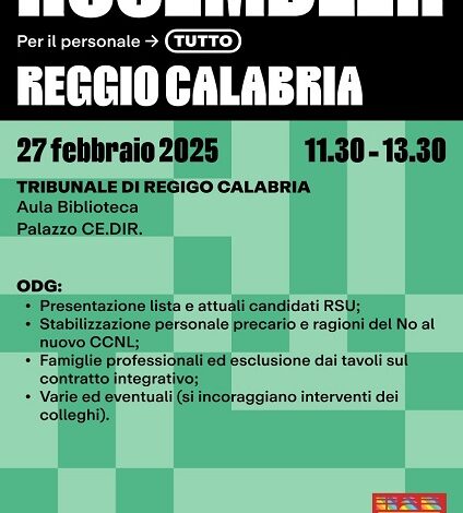 assemblea lavoratori tribunale Reggio Calabria